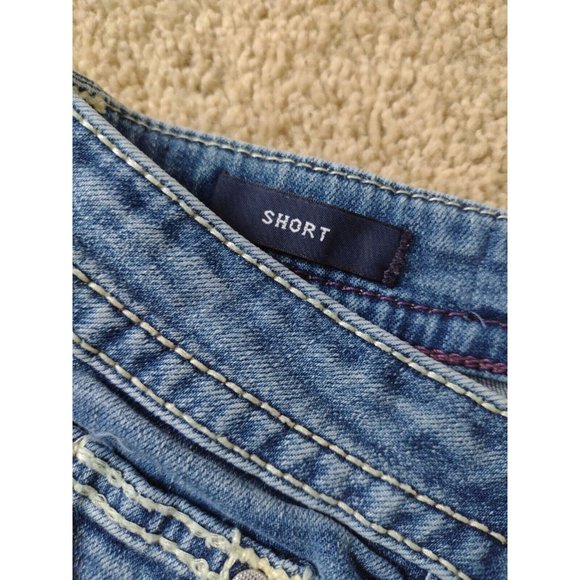 Vigoss Heritage Fit Embroidered Pocket Women's Blue Denim Shorts Size 4 Rise 9" - Picture 7 of 8